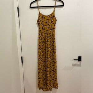 Yellow floral dress with back tie / Small
